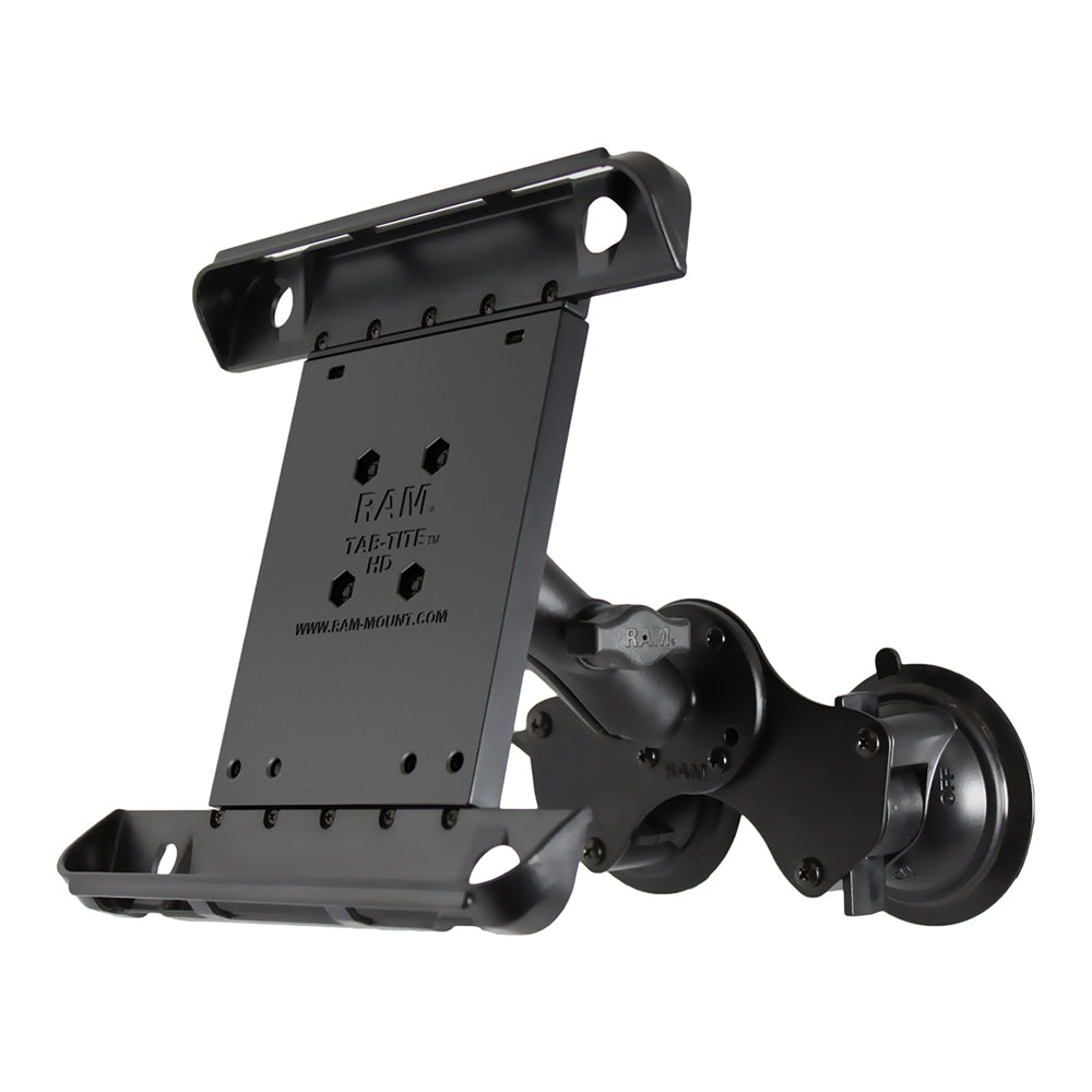 RAM Mount Double Twist-Lock Suction Cup Mount w/Tab-Tite Universal Spring Loaded Cradle f/Apple iPad 1-4 w/or w/o Light Duty Case