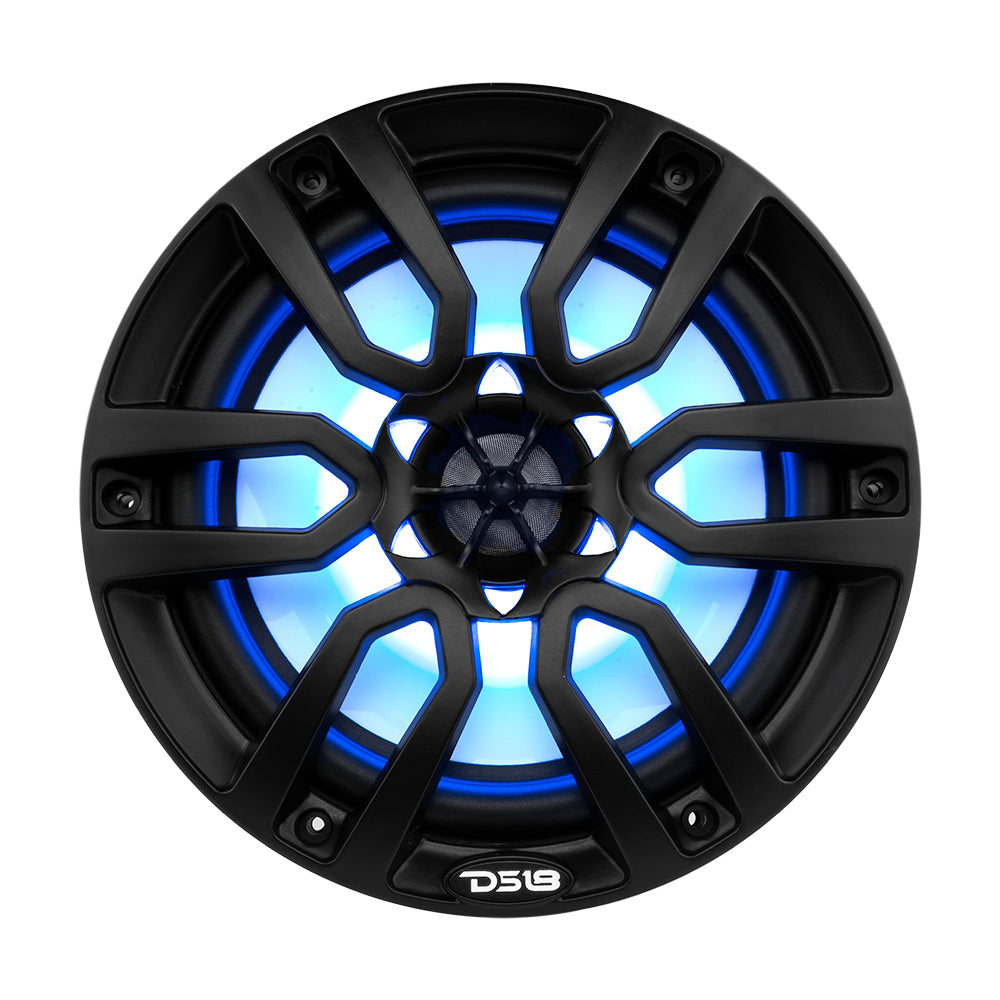 DS18 HYDRO 8" 2-Way Marine Speakers w/RGB LED Lights 375W - Matte Black