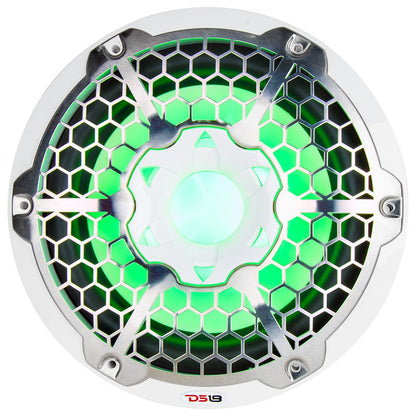 DS18 HYDRO 10" Subwoofer w/RGB Lights - 600W - White