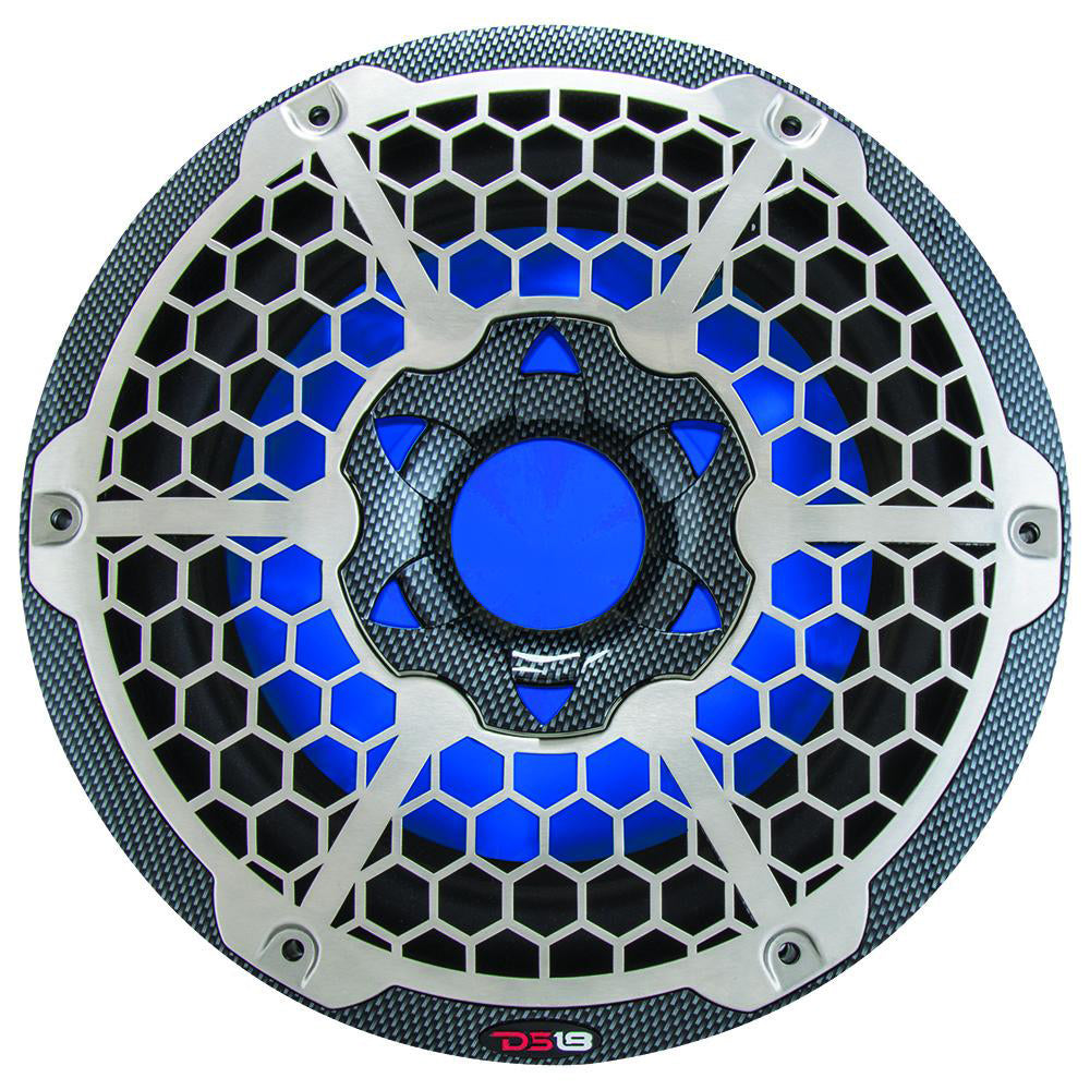 DS18 HYDRO 10" Subwoofer w/RGB Lights - 600W - Carbon Fiber