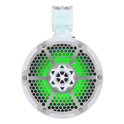 DS18 Hydro 8" Neodymium Marine Towers with Built-in Passive Radiator, 1" Driver  RGB LED Light - 550 Watts (Pair) - White