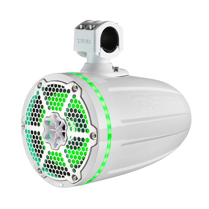 DS18 Hydro 8" Neodymium Marine Towers with Built-in Passive Radiator, 1" Driver  RGB LED Light - 550 Watts (Pair) - White