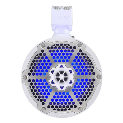 DS18 Hydro 8" Neodymium Marine Towers with Built-in Passive Radiator, 1" Driver  RGB LED Light - 550 Watts (Pair) - White