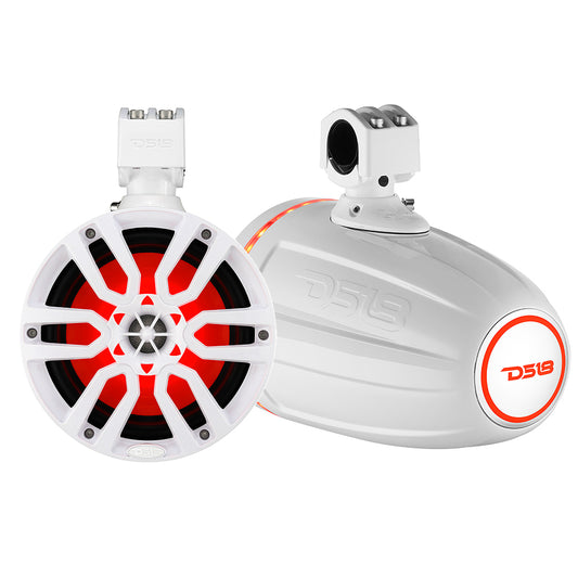 DS18 X Series HYDRO 8" Wakeboard Pod Tower Speaker w/RGB LED Light - 375W - White