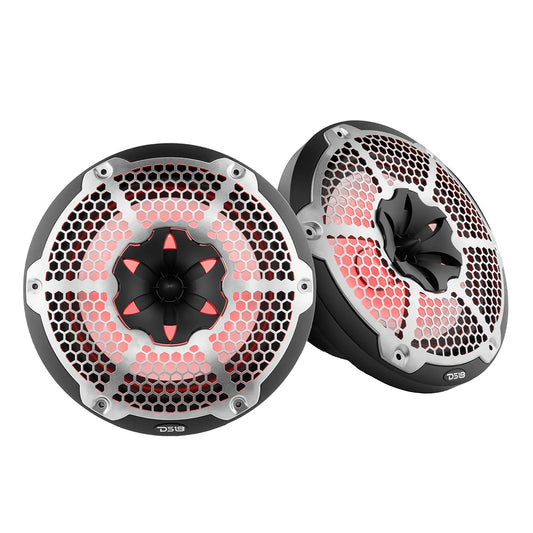 DS18 HYDRO 10" 2-Way Speakers w/Bullet Tweeter  Integrated RGB LED Lights - Black