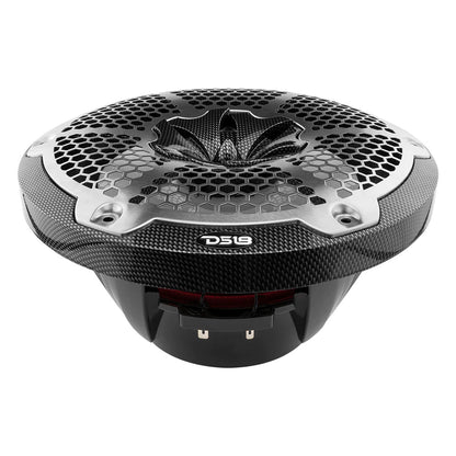 DS18 HYDRO 10" 2-Way Speakers w/Bullet Tweeter  Integrated RGB LED Lights - Carbon Fiber