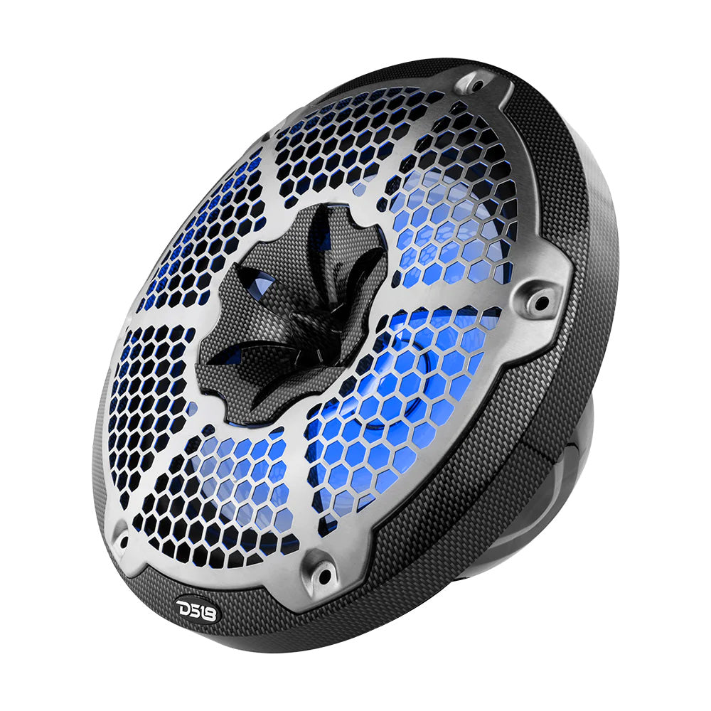 DS18 HYDRO 10" 2-Way Speakers w/Bullet Tweeter  Integrated RGB LED Lights - Carbon Fiber