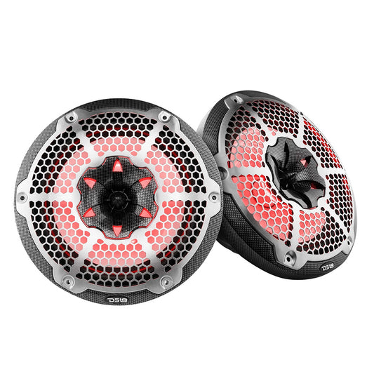 DS18 HYDRO 10" 2-Way Speakers w/Bullet Tweeter  Integrated RGB LED Lights - Carbon Fiber