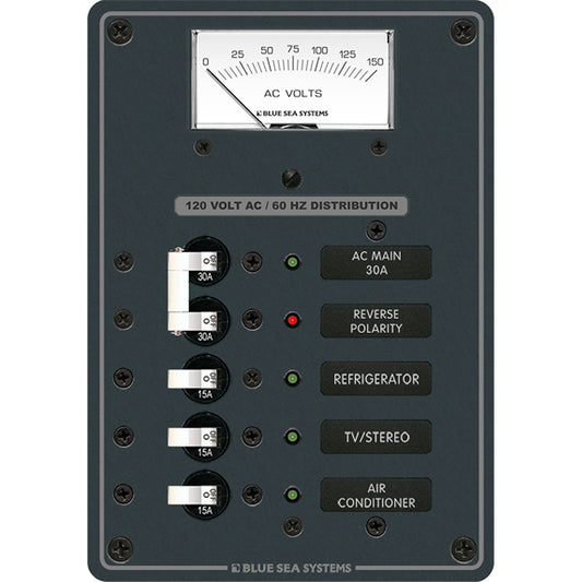 Blue Sea 8043 AC Main +3 Positions Toggle Circuit Breaker Panel - White Switches