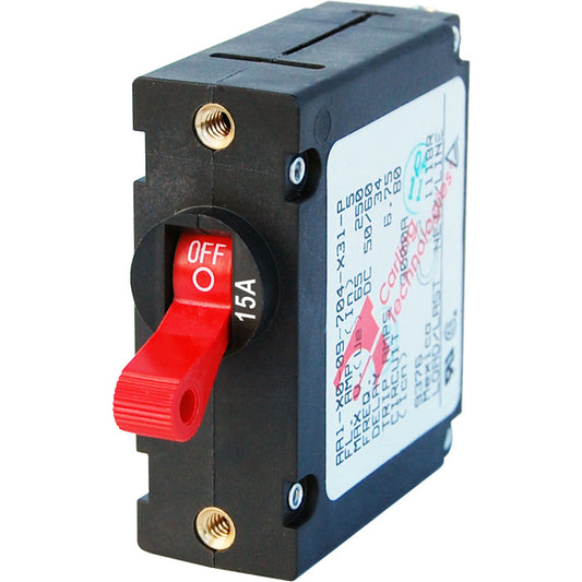 Blue Sea 7209 AC / DC Single Pole Magnetic World Circuit Breaker  -  15 Amp