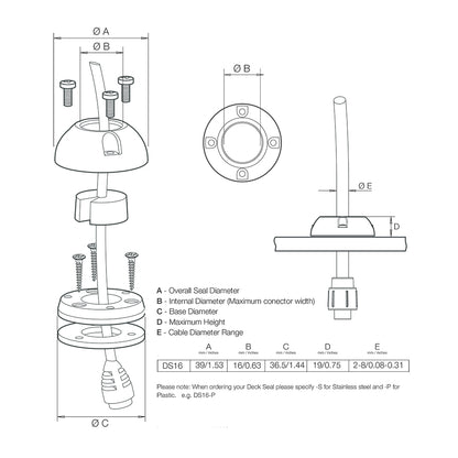 Scanstrut DS16-S Vertical Cable Seal - Stainless Steel