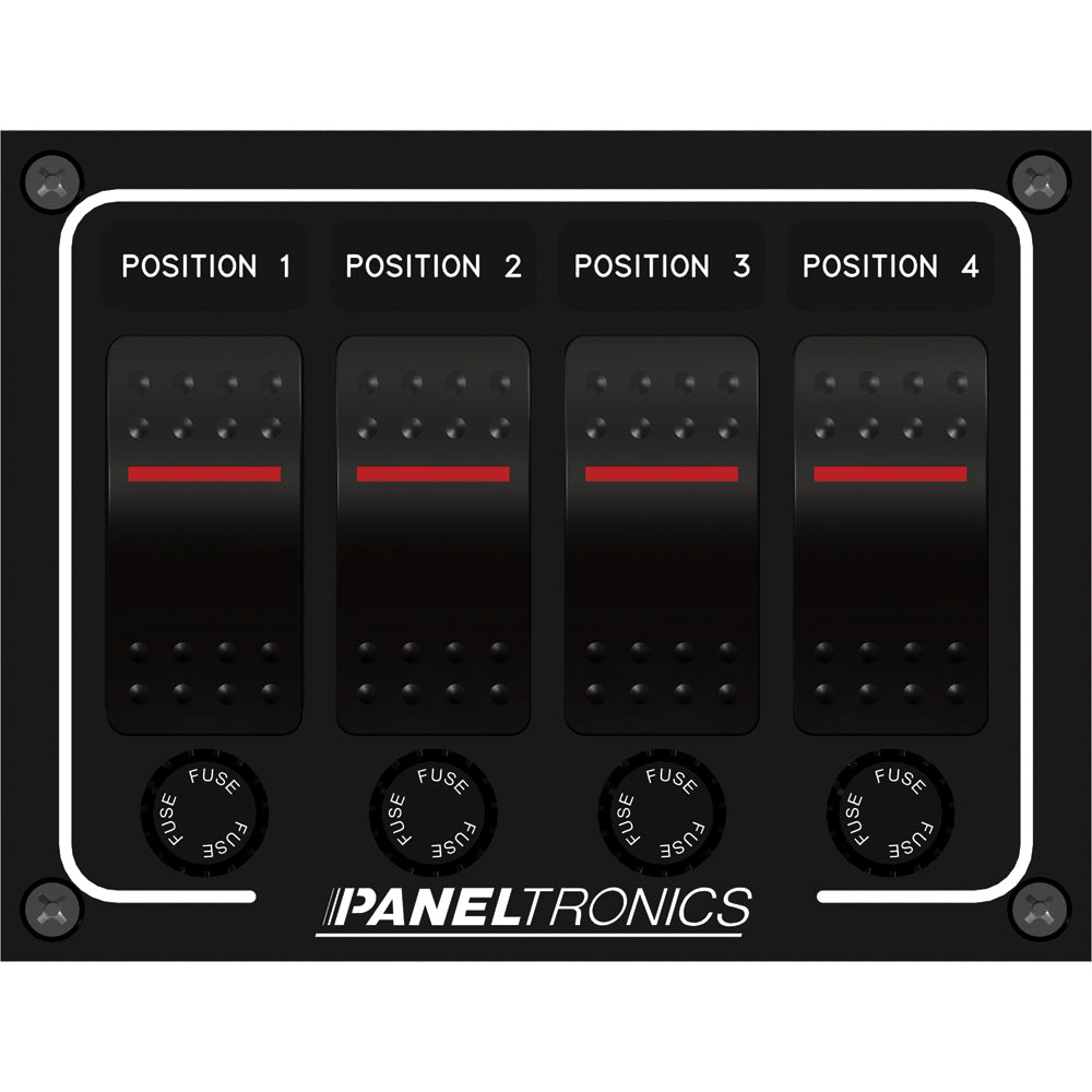 Paneltronics Waterproof Panel - DC 4-Position Illuminated Rocker Switch & Fuse