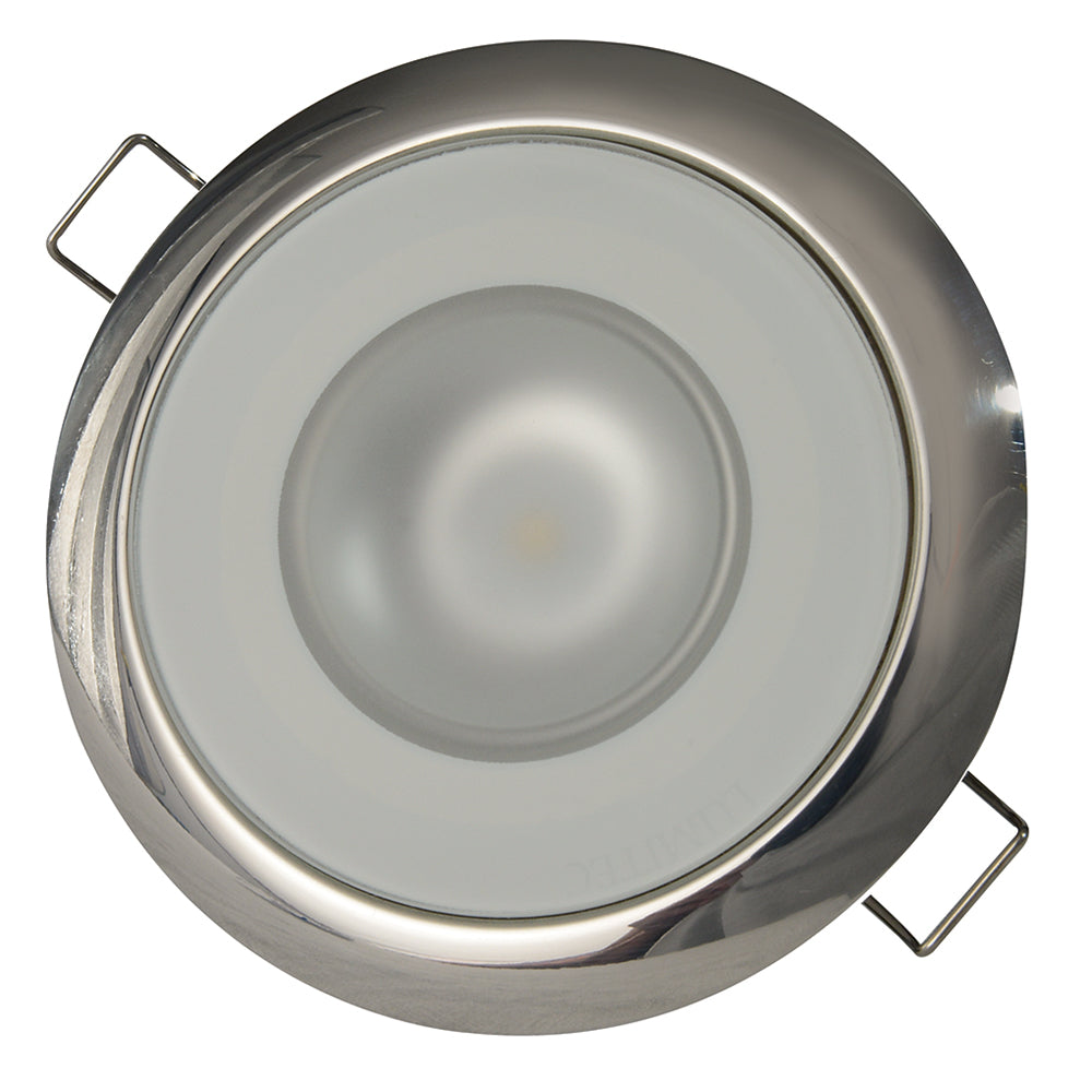 Lumitec Mirage - Flush Mount Down Light - Glass Finish/Polished SS Bezel - 2-Color White/Blue Dimming