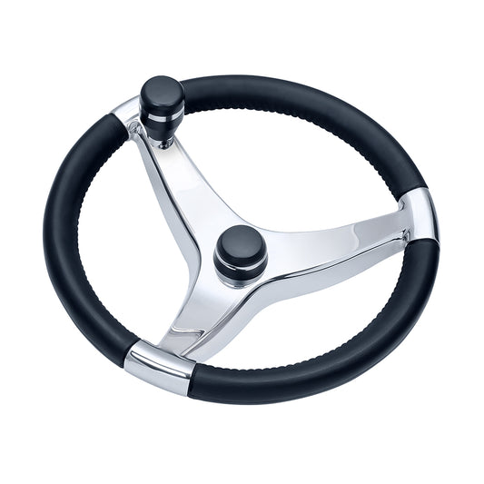 Schmitt Marine Evo Pro 316 Cast Stainless Steel Steering Wheel w/Control Knob - 13.5" Diameter