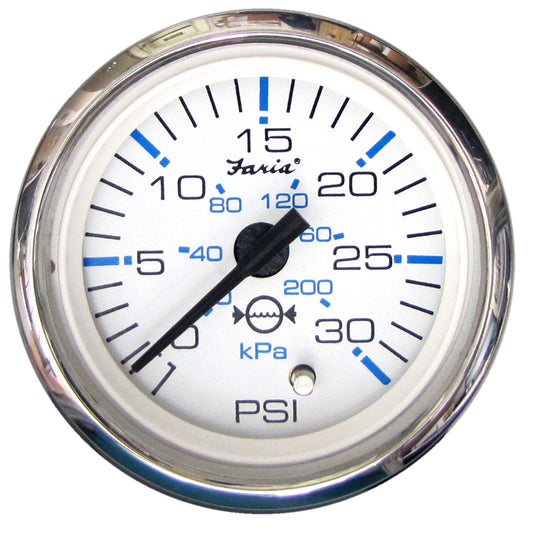 Faria Chesapeake White SS 2" Water Pressure Gauge (30 PSI)