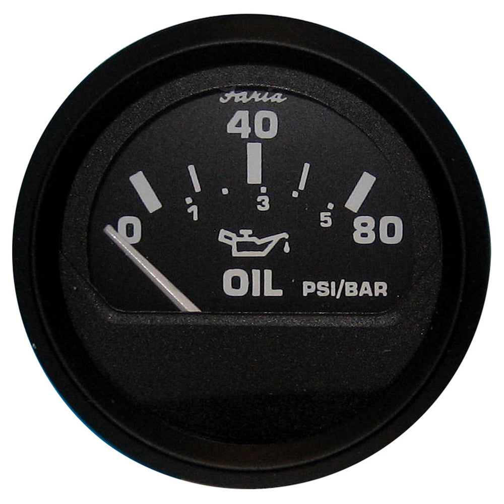 Faria Euro Black 2" Oil Pressure Gauge (80 PSI)