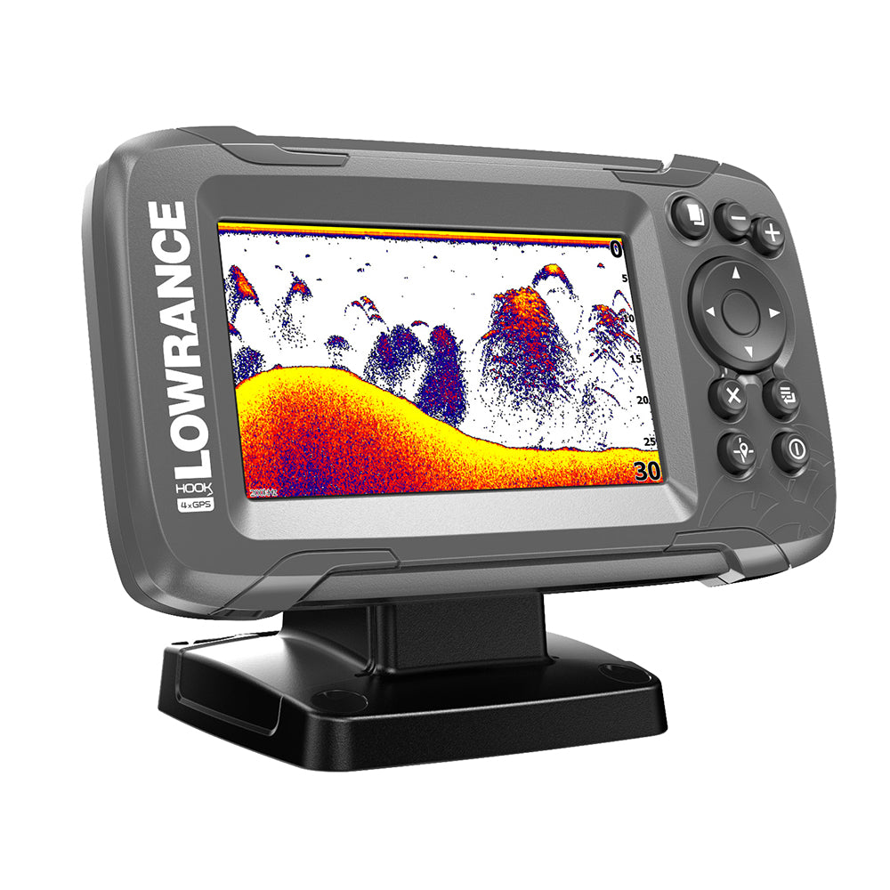 Lowrance HOOK2-4x 4" GPS Bullet Fishfinder w/Track Plotter Transom Mount Bullet Skimmer Transducer