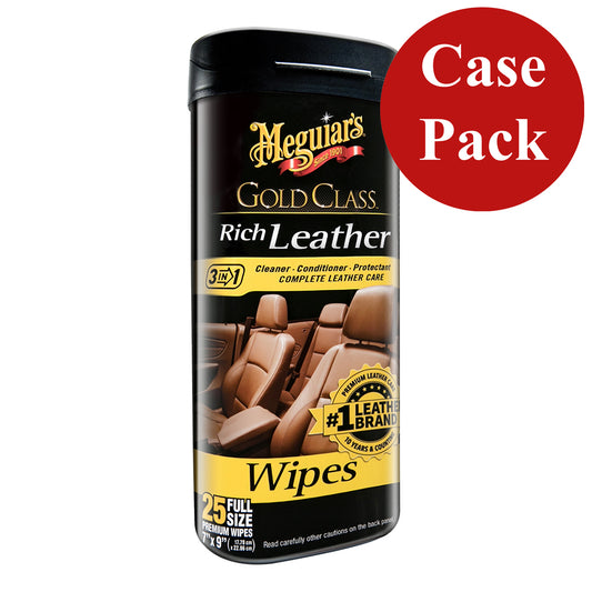 Meguiars Gold Class Rich Leather Cleaner  Conditioner Wipes *Case of 6*