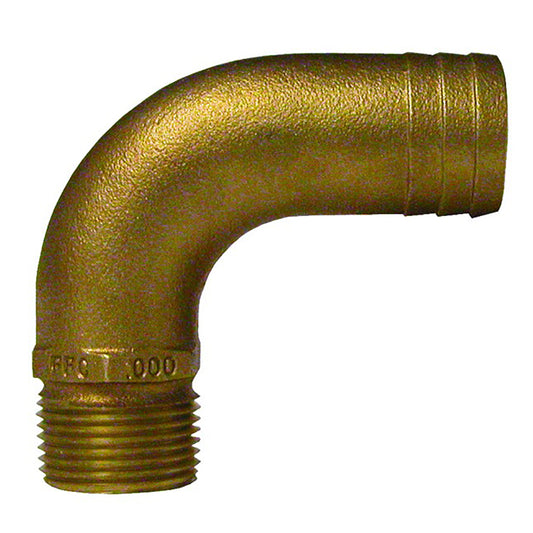 GROCO 1" NPT x 1-1/8" ID Bronze Full Flow 90 Elbow Pipe to Hose Fitting