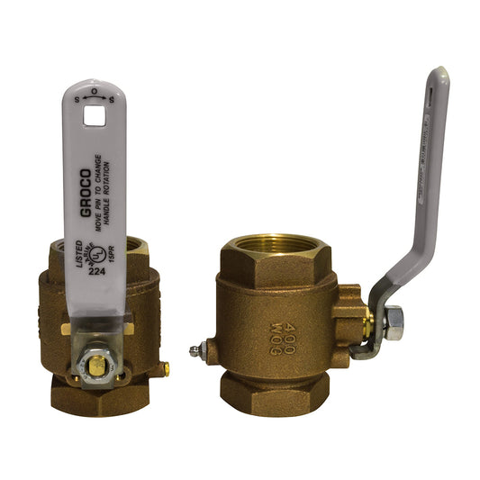 GROCO 1-1/2" NPT Bronze In-Line Ball Valve