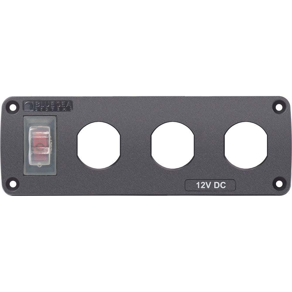 Blue Sea 4367 Water Resistant USB Accessory Panel - 15A Circuit Breaker, 3x Blank Apertures