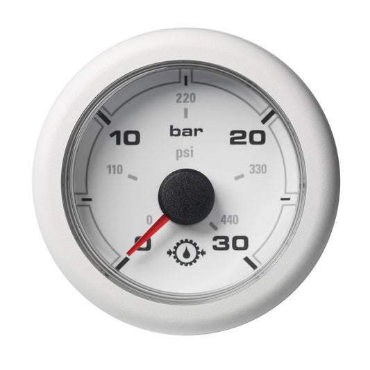 Veratron 52MM (2-1/16") OceanLink Transmission Oil Pressure Gauge - 30 Bar/440 PSI - White Dial  Bezel