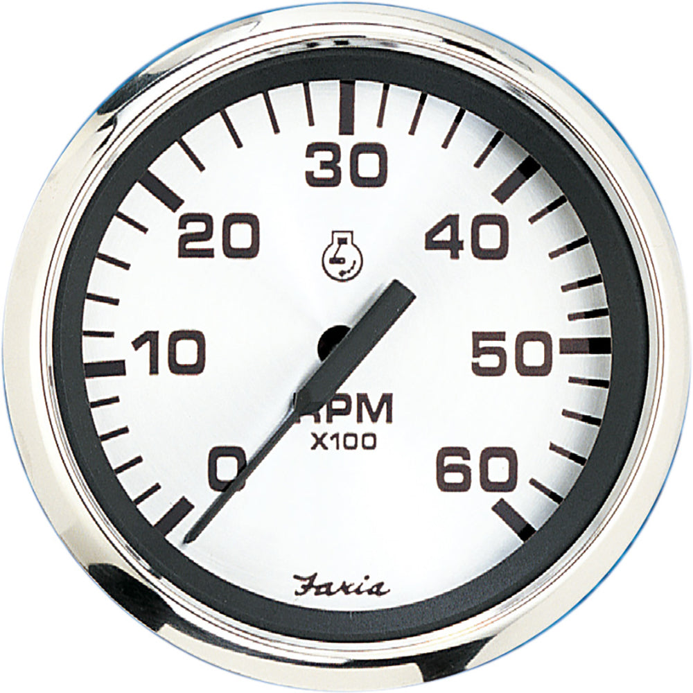 Faria Spun Silver 4" Tachometer (6000 RPM) (Gas Inboard  I/O)