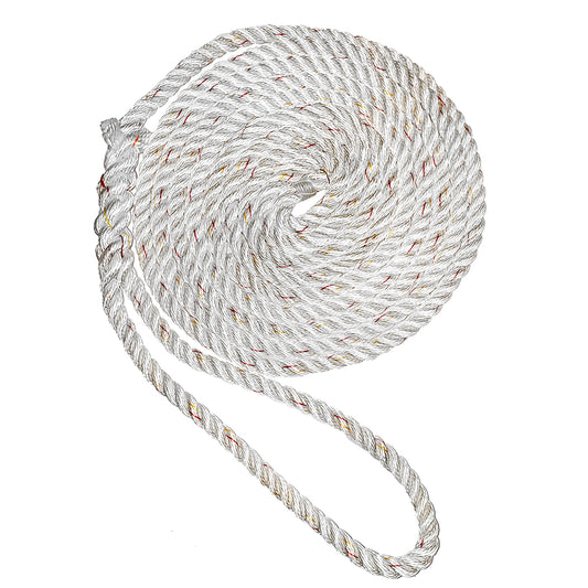 New England Ropes 5/8"Premium 3-Strand Dock Line - White w/Tracer - 25