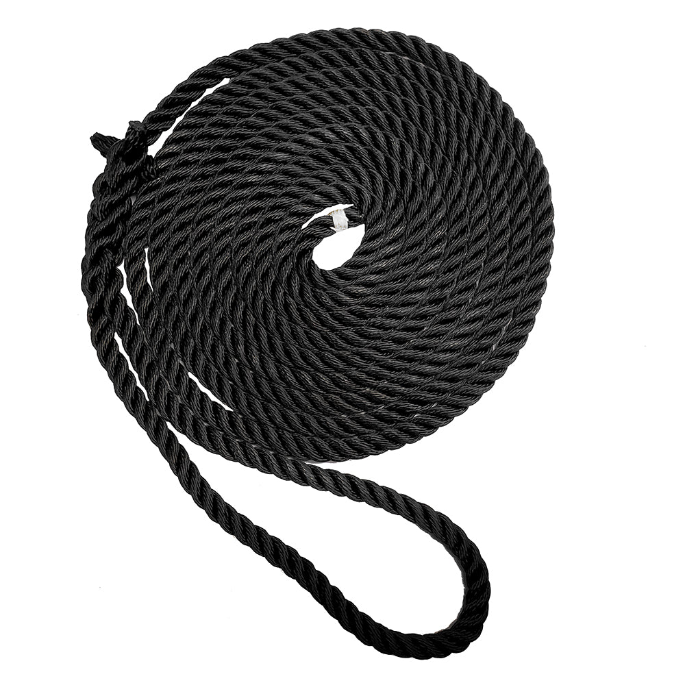 New England Ropes 3/8" Premium 3-Strand Dock Line - Black - 25