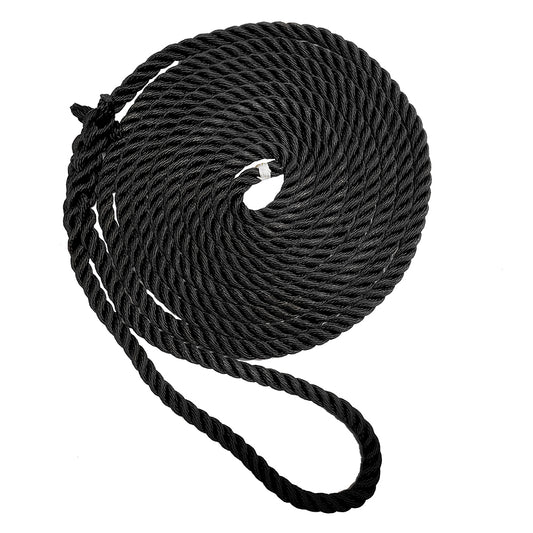 New England Ropes 1/2" Premium 3-Strand Dock Line - Black - 35