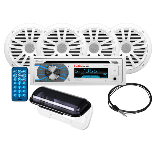Boss Audio MCK508WB.64S Marine Stereo  2 Pairs of 6.5" Speaker Kit - White