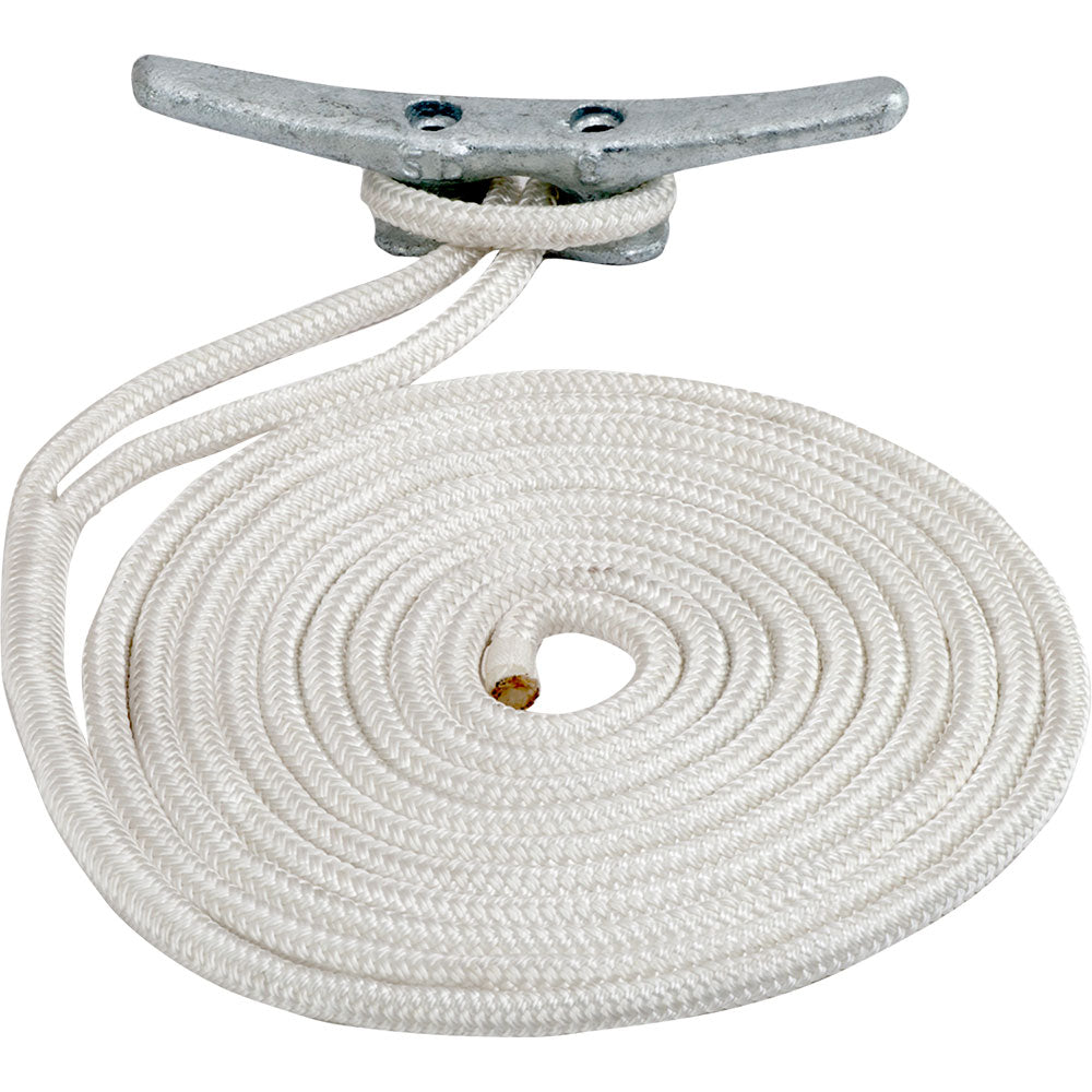 Sea-Dog Double Braided Nylon Dock Line - 1/2" x 10 - White