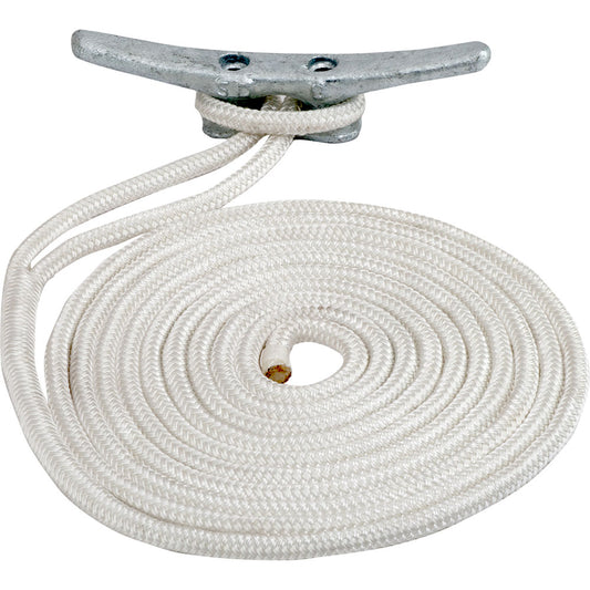 Sea-Dog Double Braided Nylon Dock Line - 1/2" x 30 - White