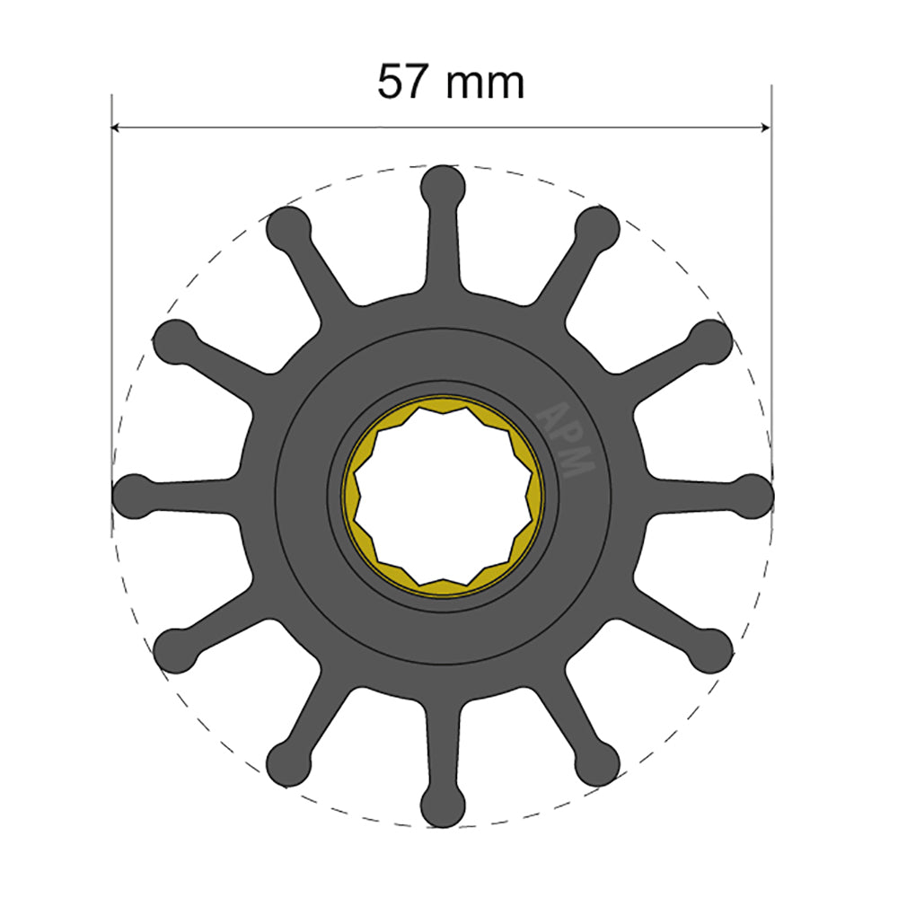 Albin Group Premium Impeller Kit 57 x 16 x 48.2mm - 12 Blade - Spline Insert