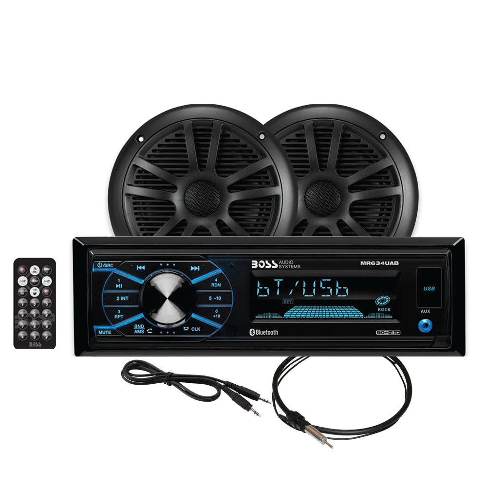 Boss Audio MCBK634B.6 Marine Stereo  6.5" Speaker Kit - Black