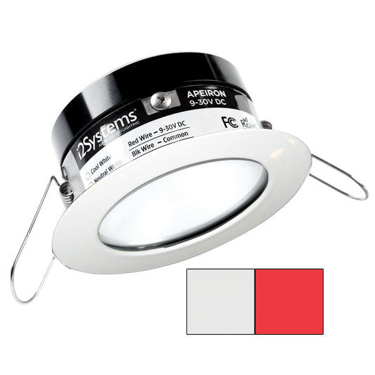 i2Systems Apeiron PRO A503 - 3W Spring Mount Light - Round - Cool White  Red - White Finish