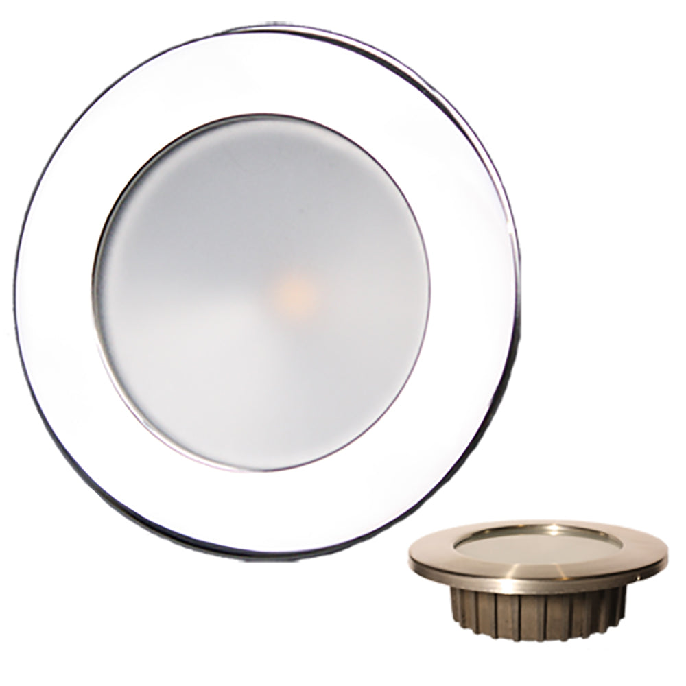 Lunasea ZERO EMI Recessed 3.5 LED Light - Warm White, Red w/Polished Stainless Steel Bezel - 12VDC