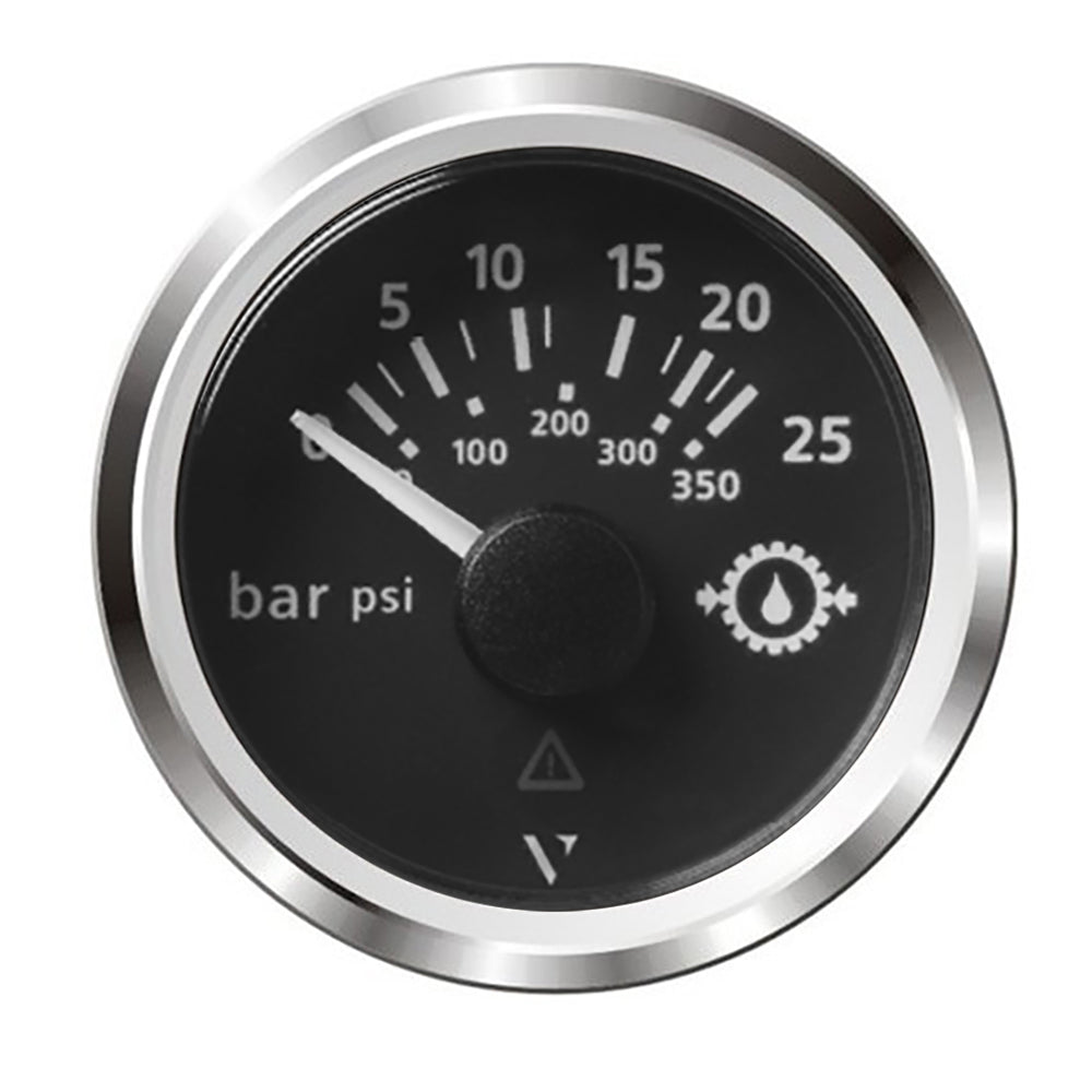 Veratron 52MM (2-1/16") ViewLine Transmission Oil Pressure 25 Bar/350 PSI - Black Dial  Chrome Triangular Bezel