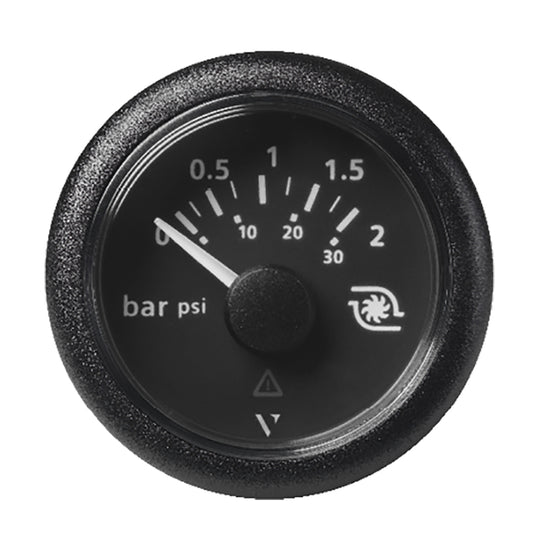 Veratron 52MM (2-1/16") ViewLine Boost Pressure Gauge 2 Bar/30 PSI - Black Dial  Round Bezel
