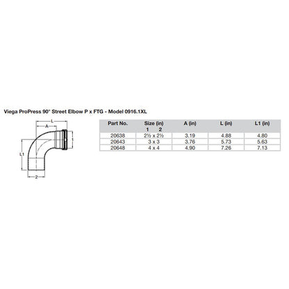 Viega ProPress 2-1/2" - 90 Copper Elbow - Street/Press Connection - Smart Connect Technology