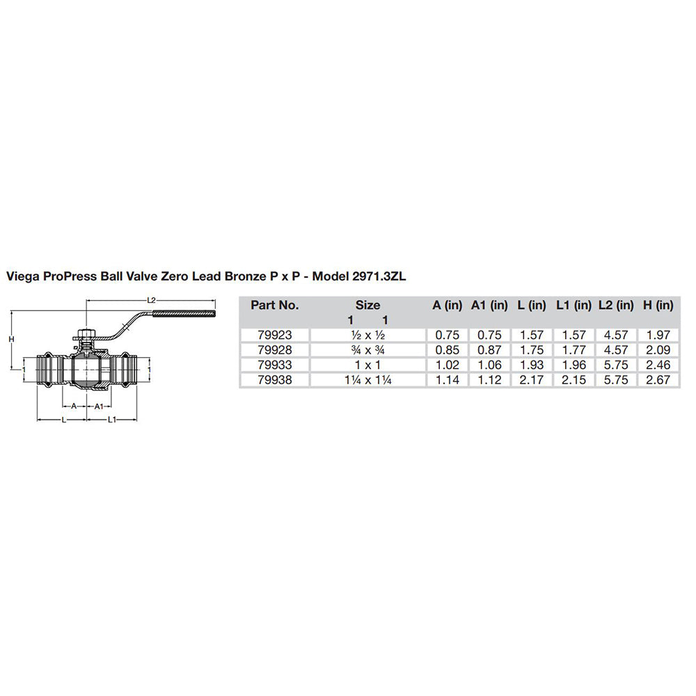 Viega ProPress 3/4" Zero Lead Bronze Ball Valve w/Stainless Stem - Double Press Connection - Smart Connect Technology