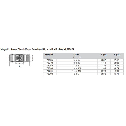 Viega ProPress 2" Zero Lead Check Valve - Double Press Connection - Smart Connect Technology