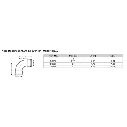 Viega MegaPress 3" 90 Carbon Steel Elbow w/FKM - Double Press Connection - Smart Connect Technology