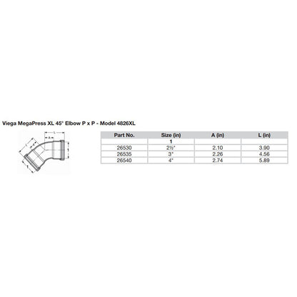 Viega MegaPress 3" 45 Carbon Steel Elbow w/FKM - Double Press Connection - Smart Connect Technology