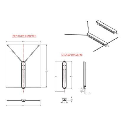 TACO ShadeFin w/White Fabric, Case  Fixed Rod Holder Mount Kit