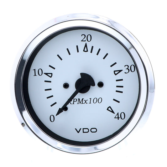 VDO Cockpit Marine 85MM (3-3/8") Diesel Tachometer - Alternator Input - White Dial/Chrome Bezel