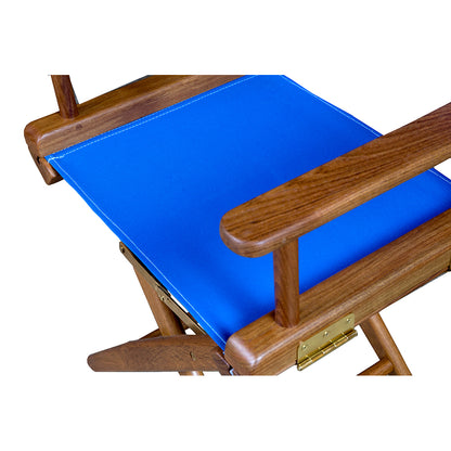 Whitecap Directors Chair w/Blue Seat Covers - Teak