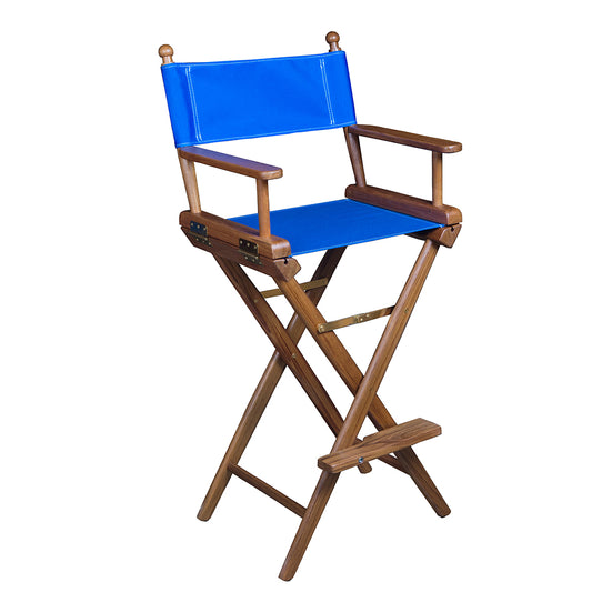 Whitecap Captains Chair w/Blue Seat Covers - Teak