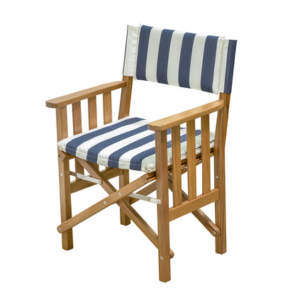 Whitecap Directors Chair II w/Navy  White Cushion - Teak