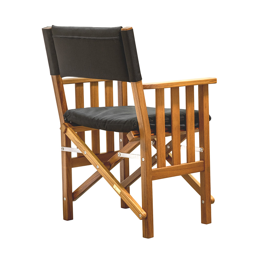 Whitecap Directors Chair II w/Black Cushion - Teak